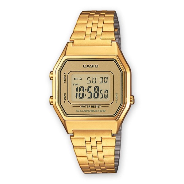 Montre unisexe CASIO vintage cadran jaune/bracelet acier jaune - LA680WEGA-9ER