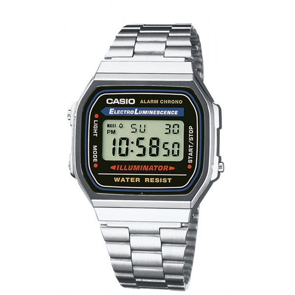 Montre homme Casio Retro Vintage cadran gris/bracelet acier - A168WA-1YES