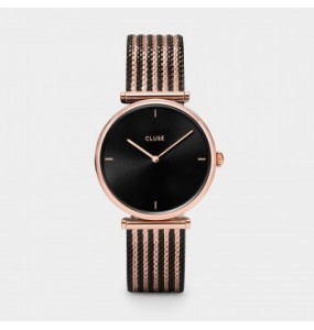 Montre femme CLUSE Triomphe cadran noir/bracelet noir, or rose - CW0101208005