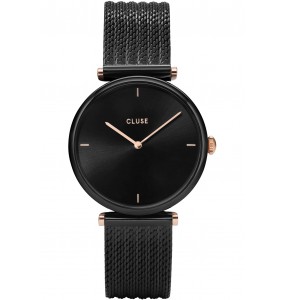 Montre femme CLUSE Triomphe cadran noir/bracelet acier noir - CW0101208004