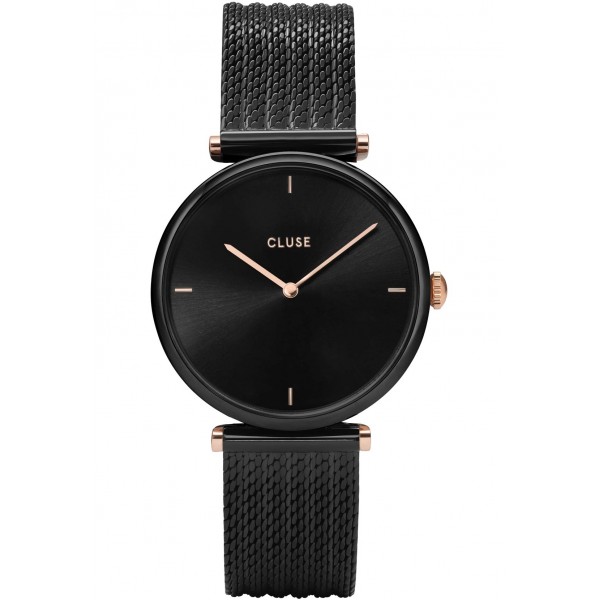 Montre femme CLUSE Triomphe cadran noir/bracelet acier noir - CW0101208004