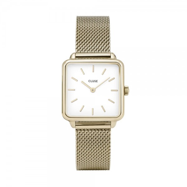 Montre femme CLUSE Tétragone cadran blanc/bracelet acier or - CW0101207002