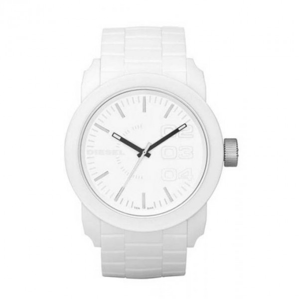 Montre Homme DIESEL Double Down Quartz Bracelet silicone blanc - DZ1436