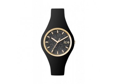 Montre Femme ICE WATCH Ice Glitter Silicone Noir Cadran Pailleté Or - 001349