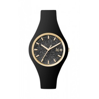 Montre Femme ICE WATCH Ice Glitter Silicone Noir Cadran Pailleté Or - 001349