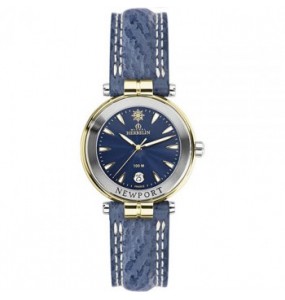 Montre femme MICHEL HERBELIN Newport, cadran acier blanc/bracelet bleu- 14255/T35