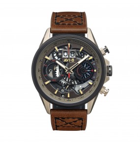 AVI-8 HAWKER HARRIER MATADOR CHRONOGRAPH MARRON CUIR AV-4065-06