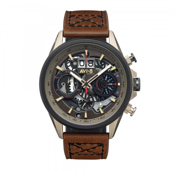 AVI-8 HAWKER HARRIER MATADOR CHRONOGRAPH MARRON CUIR AV-4065-06