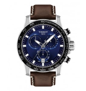 TISSOT SUPERSPORT CHRONO BLEU CUIR BRUN VINTAGE T1256171604100