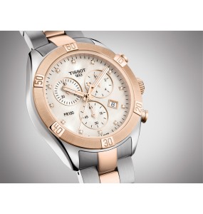 TISSOT PR 100 SPORT CHIC CHRONOGRAPH NACRE BLANCHE ACIER T1019172211600