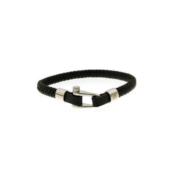 Bracelet homme OFFICINA Cuir Tressé Noir - OI077