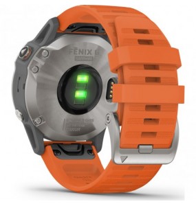 Montre Homme Connectée GARMIN FENIX 6 SAPPHIRE TITANE et ORANGE - 010-02158-14