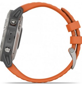 Montre Homme Connectée GARMIN FENIX 6 SAPPHIRE TITANE et ORANGE - 010-02158-14