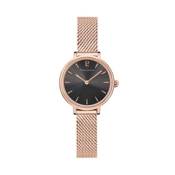 Montre Femme Pierre Lannier Nova Noire Mailles Acier Rose - 014J938