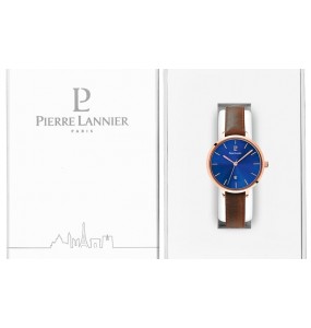 Montre Femme Pierre Lannier Echo Cadran Bleu Cuir Brun - 032K964