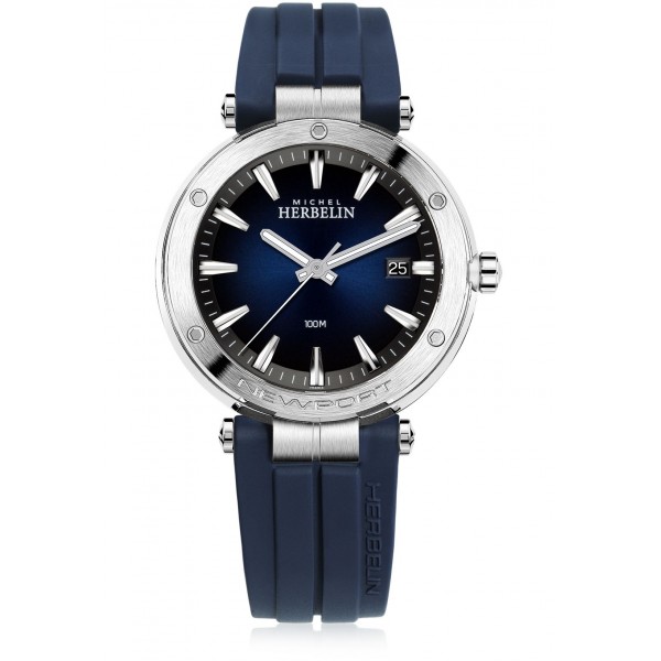 Montre Homme MICHEL HERBELIN Newport Bleu Noir Silicone - 12288/15CB Montre Homme MICHEL HERBELIN Newport Bleu Noir Silicone - 12288/15CB