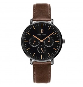 Montre Homme Pierre Lannier Echo Noire Cuir Marron - 207J434