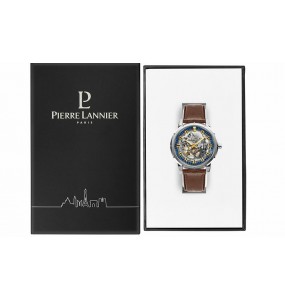 Montre Homme Automatique Pierre Lannier Automatic en Cuir Marron Ref 319B164