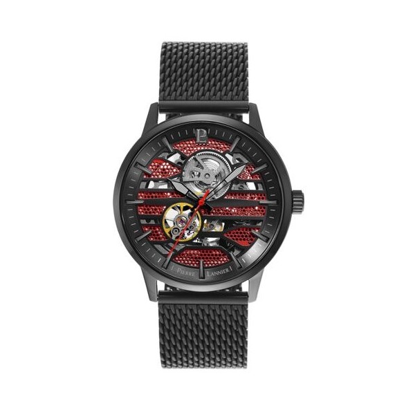 Montre Homme Pierre Lannier Impact Rouge Maille Milanaise Noire - 332C439