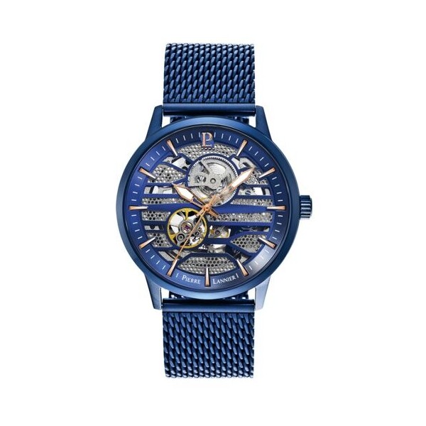 Montre Homme Automatique Pierre Lannier Impact en Acier Bleu Ref 332C469