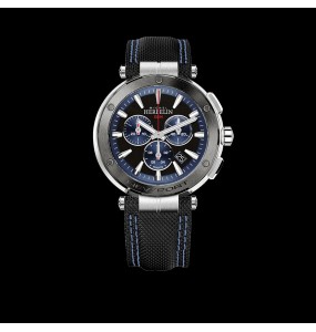 Montre Homme Michel Herbelin Newport Chrono Noire et Bleue Cuir Noir - 37688/AG65