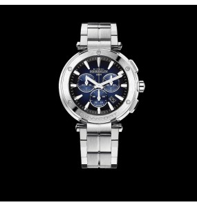 Montre Homme Michel Herbelin Newport Chrono Noire et Bleue Acier Gris - 37688/B35