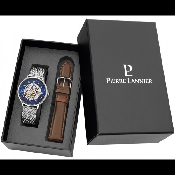 Montre Homme Automatique Pierre Lannier Automatic en Cuir Marron Ref 391C168