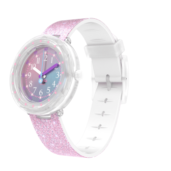 Montre Enfant Flik Flak Pearlaxus en Plastique Rose Ref FCSP107