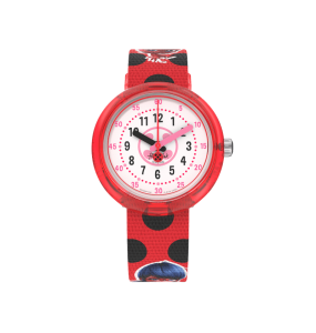 Montre Enfant Flik Flak Miraculous Ladybug en Nylon Rouge Ref FPNP106