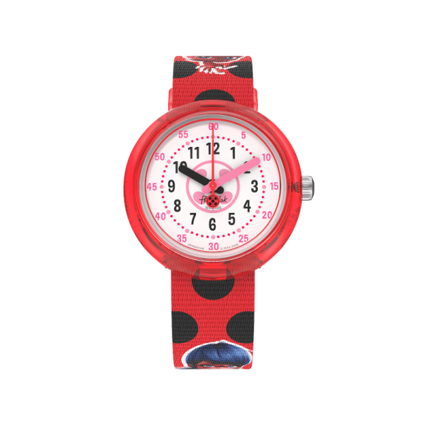 Montre Enfant Flik Flak Miraculous Ladybug en Nylon Rouge Ref FPNP106