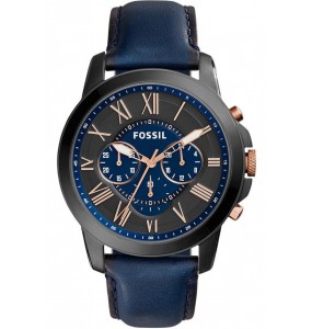 Montre Homme FS5061 Fossil - Collection GRANT - BLUE -  Tendance - cuir - Quartz - Chronographe