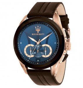 Montre Homme MASERATI Traguardo Chronographe Bleu Cuir Marron - R8871612024