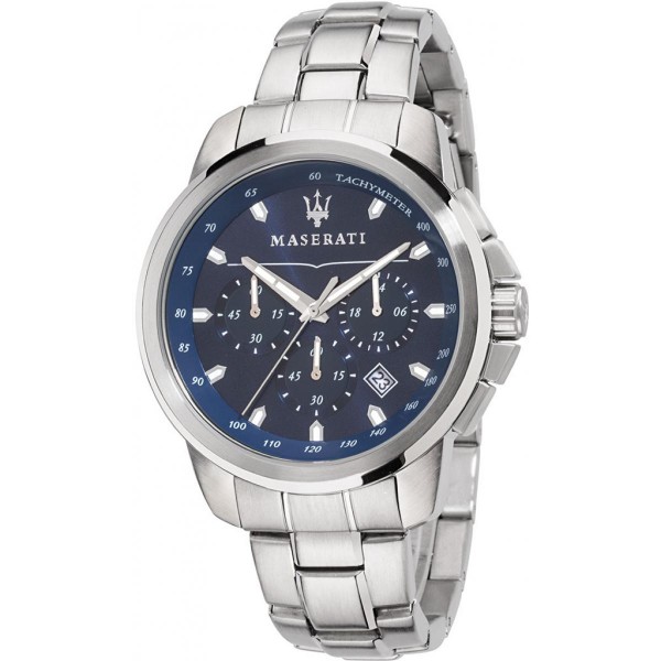 Montre Homme MASERATI Successo Bleu Chrono Acier Argent - R8873621002