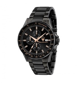 Montre Homme MASERATI Sfida Chronographe Noire Or Rose- R8873640011