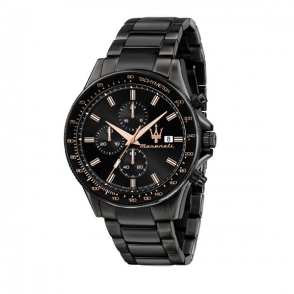 Montre Homme MASERATI Sfida Chronographe Noire Or Rose- R8873640011