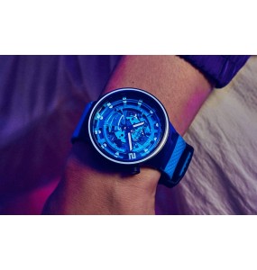 Montre Homme SWATCH Big Bold Planets Second Home Bleu Squelette - SB01N101