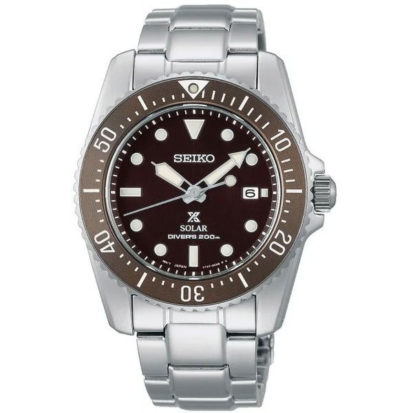 Montre Homme SEIKO Prospex Solaire Plongé Cadran Brun - SNE571P1