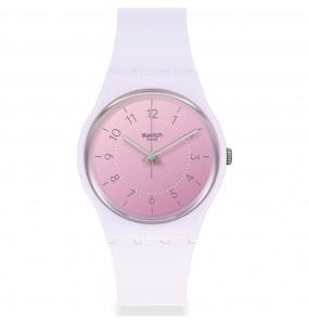 Montre Femme SWATCH Les Originales Comfy Boost Rose Pink Blanc White - SO28V100