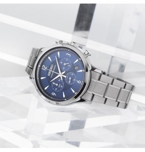 Montre Homme SEIKO Chrono Multifonctions Cadran Texturé Bleu - SSB339P1