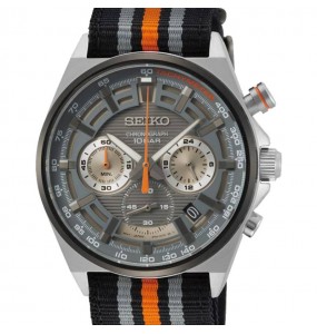 Montre Homme SEIKO Neo Sport Chronographe Bracelet Orange Gris -SSB403P1