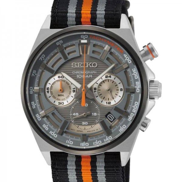 Montre Homme SEIKO Neo Sport Chronographe Bracelet Orange Gris -SSB403P1
