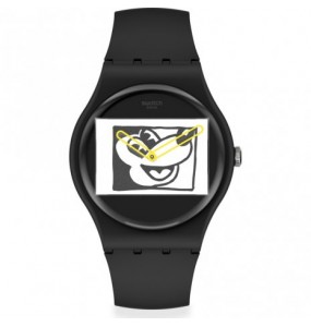 Montre Unisexe SWATCH Les Originales Mickey blanc sur noir - SUOZ337