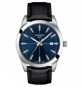 TISSOT GENTLEMAN BLEU CUIR NOIR T1274101604101