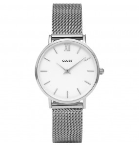 Montre femme CLUSE Midnight cadran blanc/bracelet argent - CW0101203002