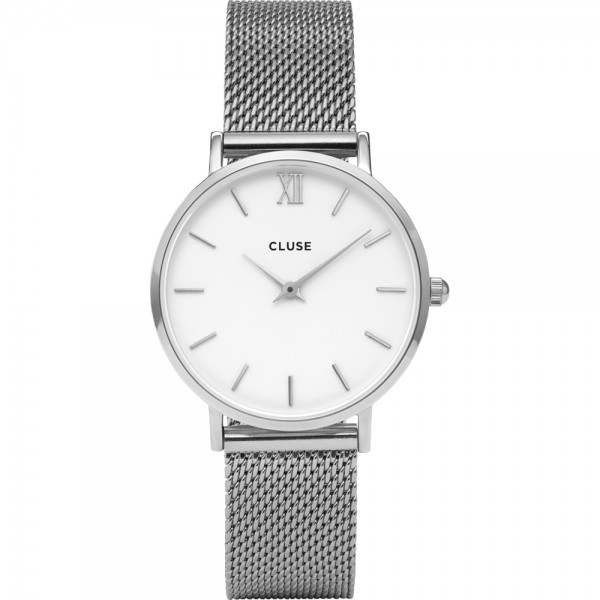 Montre femme CLUSE Midnight cadran blanc/bracelet argent - CW0101203002