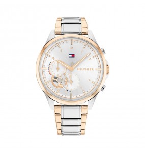 Montre Tommy Hilfiger Quinn Femme - Boitier acier argenté - Bracelet acier argenté et Doré Rose