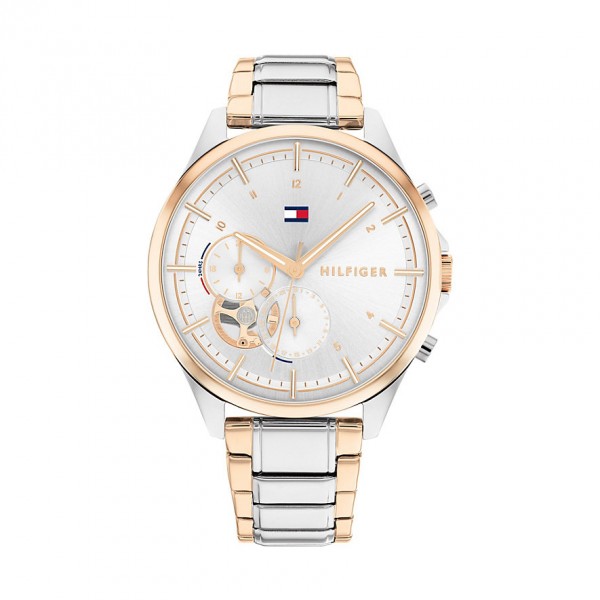 Montre Tommy Hilfiger Quinn Femme - Boitier acier argenté - Bracelet acier argenté et Doré Rose