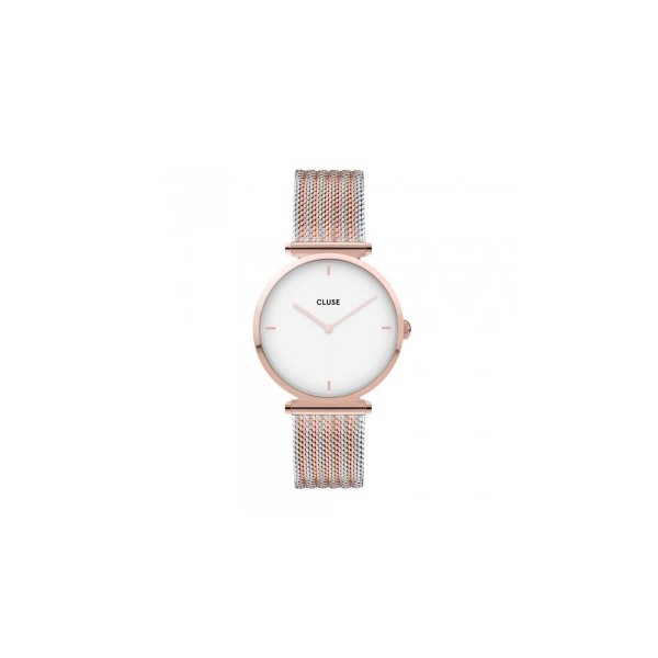 Montre femme CLUSE Triomphe cadran blanc/bracelet acier, bicolore - CW0101208001 Montre femme CLUSE Triomphe cadran blanc/bracelet acier, bicolore - CW0101208001