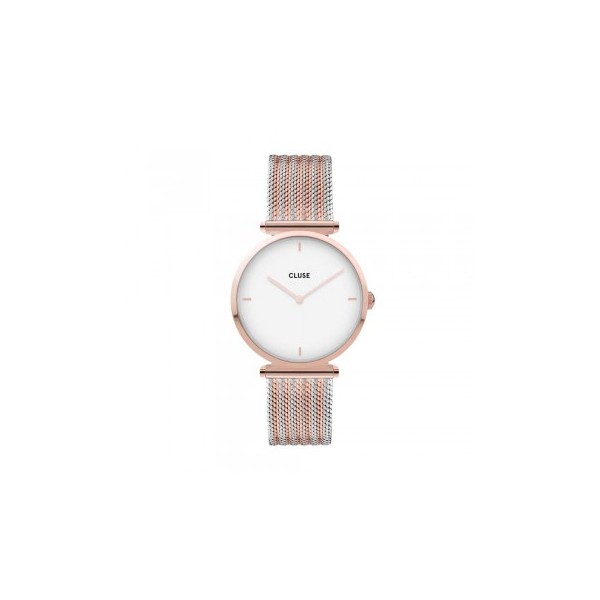 Montre femme CLUSE Triomphe cadran blanc/bracelet acier, bicolore - CW0101208001