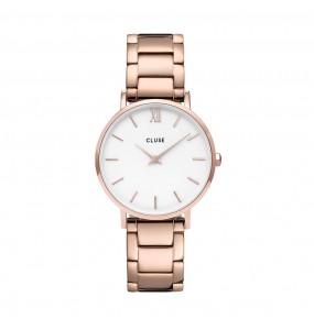 Montre femme CLUSE Minuit cadran blanc/bracelet acier or rose - CW0101203027